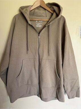 Xersion Super Soft Fleece Full-Zip Hoodie in Taupe Brown